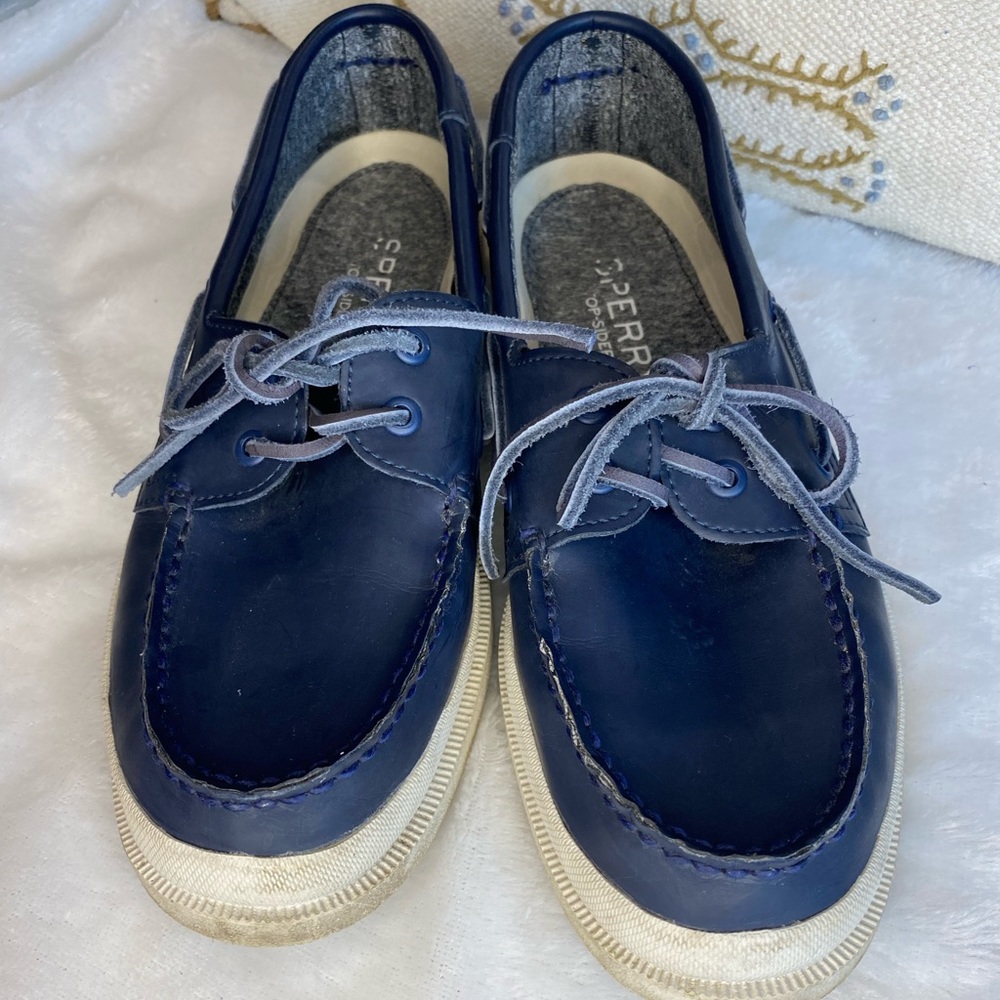 SPERRY Top-Sider blue leather boat shoes loafers mens 10
